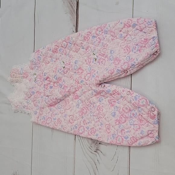 Vintage Evy Of California Baby Toddler USA Made Quilted Overalls 6 to 9 Months - Picture 2 of 8